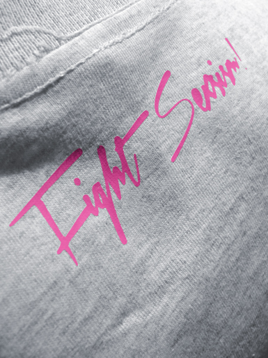 Two Point O [ANTIFA / DIRECT-ACTION] - t-shirt - white, black, neon pink on heather grey // Photo 3