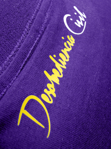 Disobey [CIVIL-DISOBEDIENCE] - t-shirt - white, yellow on purple // Photo 3