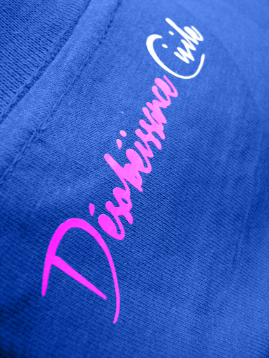 Disobey [CIVIL-DISOBEDIENCE] - t-shirt - white, neon pink on royal blue // Photo 3