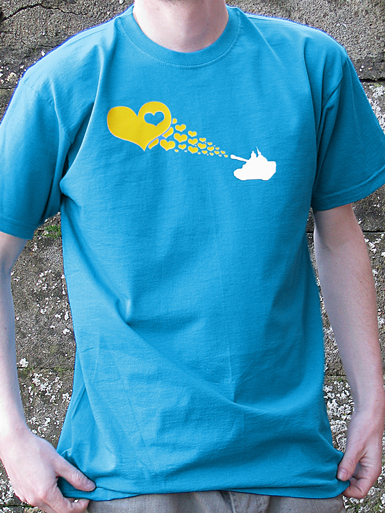 Love Army [PEACE-SOLDIER] - t-shirt - yellow, white on azure blue // Photo 1