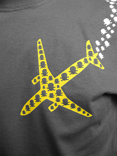 Psychoplane [TERROR-IN-THE-SKY] - t-shirt - yellow, white on charcoal // Photo 2